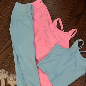 Pink and Blue girls ribbed Activewear Set